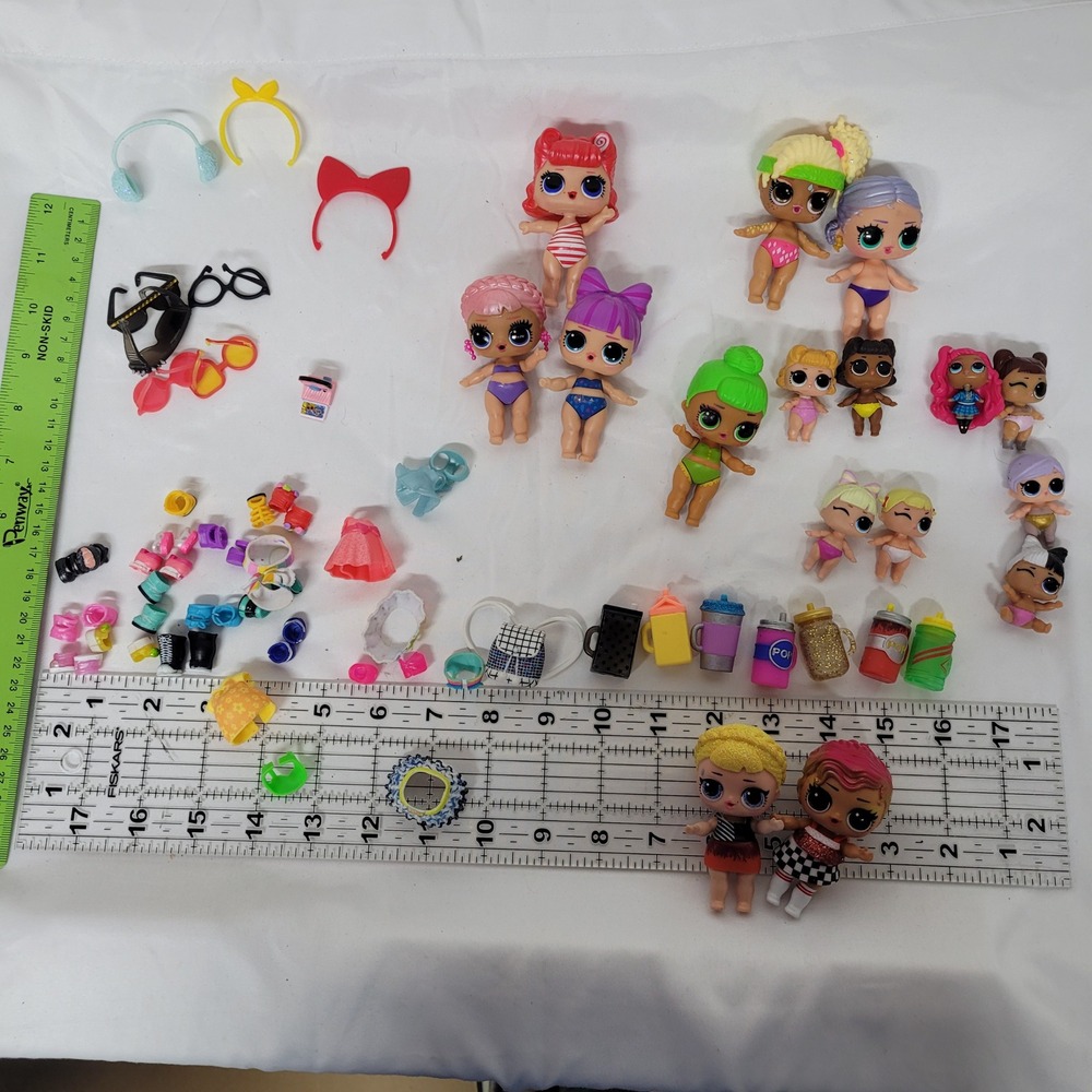 LOL Surprise Doll Mega Lot Figures Lil Sisters Accessories Clothes Bottles 20pc+
